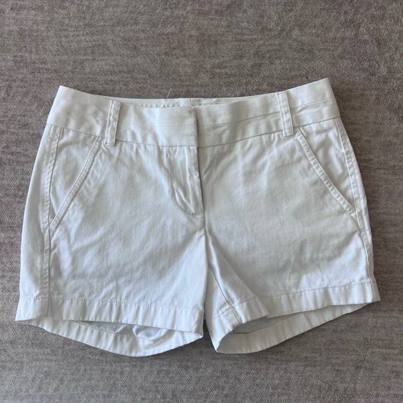 Y2K J. Crew Chino White Cotton Shorts SZ: 00 Classic Preppy Style 4” - Picture 2 of 12